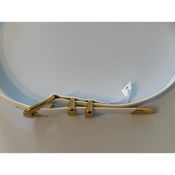 NWT Aritzia Legendary Solid Brass Leather Belt Womens Sz Large White Boho Chic main image 8